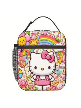Hello Kitty Rainbow Insulated Lunch Bag Reusable Thermal Cooler Tote, Cute